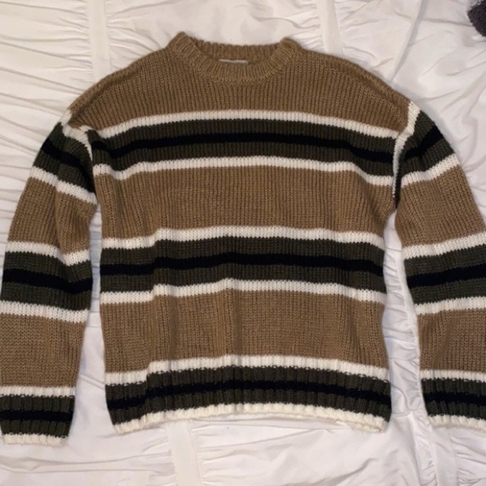 urban outfitters size medium green and brown stripe sweater